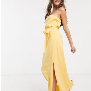 NWT ASOS PETITE YELLOW BANDEAU MAXI DRESS